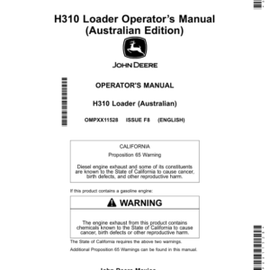 John Deere H310 Loaders Operator's Manual (OMPXX11528) - Image 1