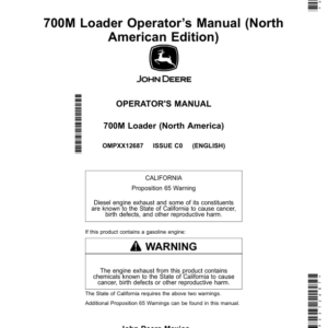 John Deere 700M Loader Operator's Manual (OMPXX12687) - Image 1