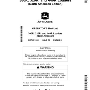 John Deere 300R, 320R, 440R Loaders Operator's Manual (OMPXX13009) - Image 1