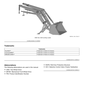 John Deere 300E, 400E Loaders Operator’s Manual (UK Edition) 300E Non Self-Leveling Loader (July 2020-) (UK Export Edition) Operator's Manual (OMPXX13997) - Image 2