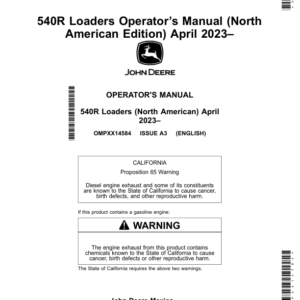 John Deere 540R Loaders (April 2023–) (North American) Operator's Manual (OMPXX14584) - Image 1