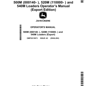 John Deere m500M (000140- ), 520M (110000- ), 540M Loaders Operator’s Manual (Export Edition) Operator's Manual (OMPXX15873) - Image 1