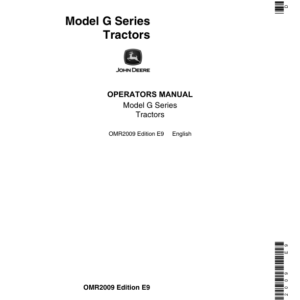 John Deere G Model Series Tractor Operator's Manual (OMR2009) - Image 1