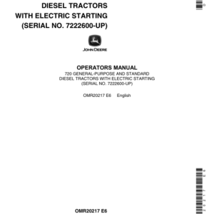 John Deere 720 Utility Tractor Operator's Manual (OMR20217) - Image 1