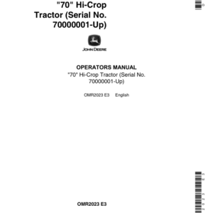 John Deere 70 Hi-Crop Tractor Operator's Manual (OMR2023) - Image 1