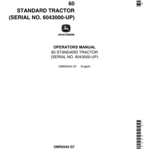 John Deere 60 Standard Tractor Operator's Manual (OMR2040) - Image 1