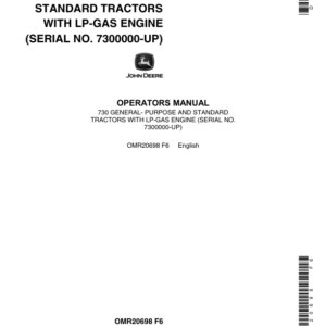 John Deere 730 General Purpose, Standard Tractor with LP-Gas Engine (S.N. 7300000- ) Operator's Manual (OMR20698) - Image 1