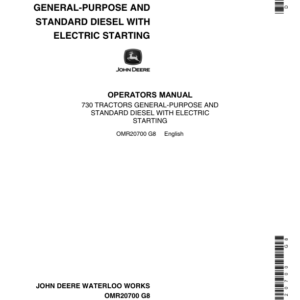 John Deere 730 Utility GP, Standard Diesel Tractor Operator's Manual (OMR20700) - Image 1