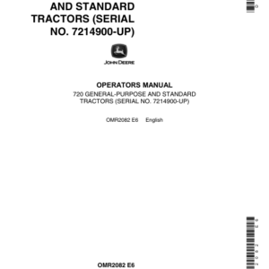 John Deere 720 Utility Tractor, Gas & All Fuel Operator's Manual (OMR2082) - Image 1