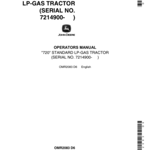 John Deere 720 General Purpose & Standard Tractor with LP-Gas Engine (7214900-) Operator's Manual (OMR2083) - Image 1