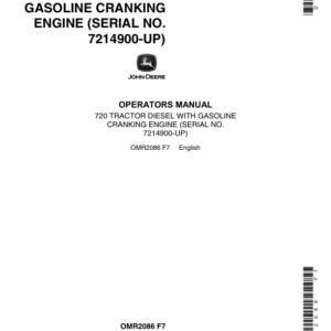 John Deere 720 Utility Tractor, Diesel with Gasoline Cranking Engine Operator's Manual (OMR2086) - Image 1