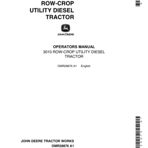 John Deere 3010 Row Crop Utility Diesel Tracor Operator's Manual (OMR28876) - Image 1