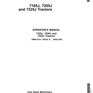 John Deere 7185J, 7205J, 7225J Tractors Operator's Manual (OMR319311) - Image 1