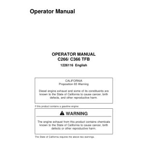 John Deere C266, C366 Tracked Feller Bunchers Operator's Manuals (1226116) - Image 1