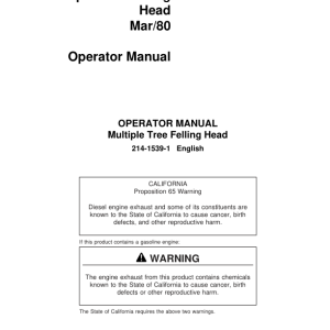 John Deere Disc Saw Felling Heads Dtt Disc Saw Felling Heads Operator's Manuals (214-1539-1) - Image 1