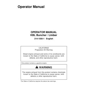 John Deere KBL Delimbers Operator's Manuals (214-1550-1) - Image 1