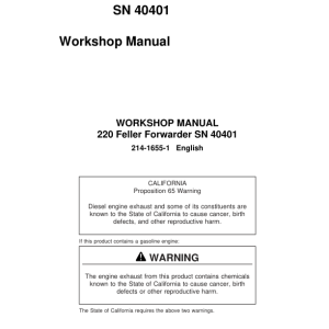 John Deere 220 Forwarders Operator's Manuals (214-1655-1) - Image 1