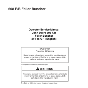 John Deere 608 Tracked Feller Bunchers Operator's Manuals (214-1673-1) - Image 1