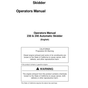 John Deere 230D, 240D Skidders Operator's Manuals (230DAUTO) - Image 1