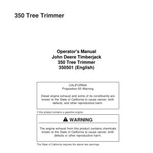 John Deere 350 Skidders Operator's Manuals (350501) - Image 1