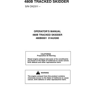 John Deere 480B Skidders Operator's Manuals (480B0001) - Image 1