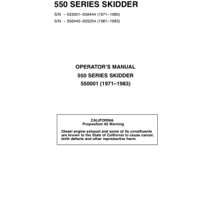 John Deere 550 Skidders Operator's Manuals (550001) - Image 1