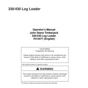 John Deere 330, 430 Knuckleboom Loader Operator's Manuals (7015477) - Image 1