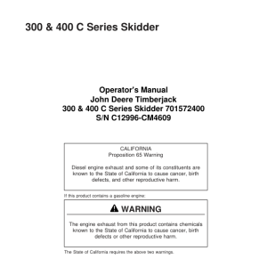 John Deere 300C, 400C, 380C, 450C, 480C Skidders Operator's Manuals (701572400) - Image 1