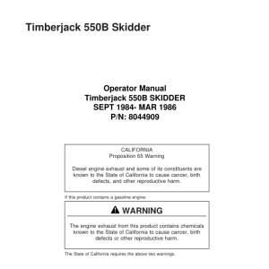 John Deere 550B Skidders Operator's Manuals (8044909) - Image 1