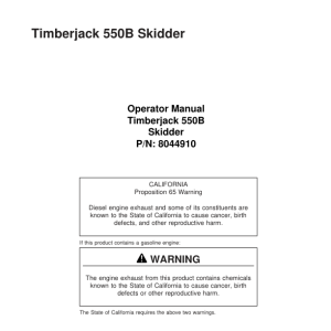 John Deere 550B Skidders Operator's Manuals (8044910) - Image 1