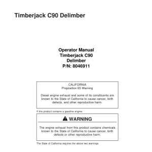 John Deere C90 Delimbers Operator's Manuals (8046911) - Image 1