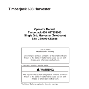 John Deere 608 Tracked Harvesters Operator's Manuals (827353000) - Image 1