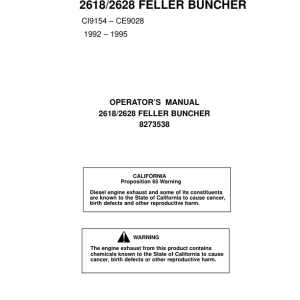 John Deere 2618, 2628 Tracked Feller Bunchers Operator's Manuals (8273538) - Image 1