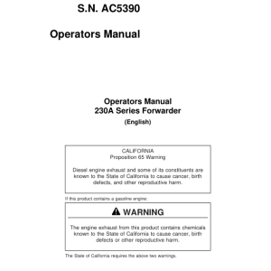 John Deere 230A Forwarders Operator's Manuals (AC5390) - Image 1