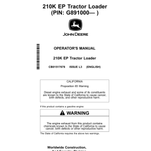 John Deere 210K EP Tractor Loader Operator's Manuals (CB01517678) - Image 1