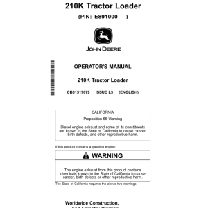 John Deere 210K Tractor Loader Operator's Manuals (CB01517679) - Image 1