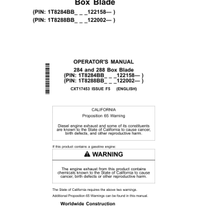 John Deere 284, 288 Box Blades Operator's Manuals (CXT17453) - Image 1