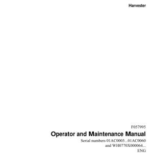 John Deere 770 Wheeled Harvesters Operator's Manuals (F057995) - Image 1