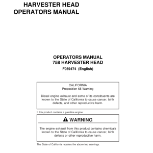 John Deere 758 Harvesting Heads Operator's Manuals (F059474) - Image 1