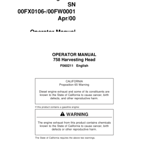 John Deere 758, 758HD Harvesting Heads Operator's Manuals (F060211) - Image 1