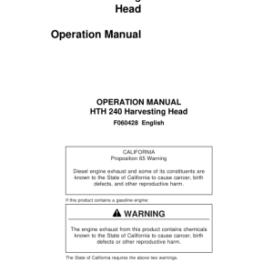 John Deere HTH240 Harvesting Heads Operator's Manuals (F060428) - Image 1