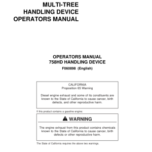 John Deere 758HD Harvesting Heads Operator's Manuals (F060898) - Image 1