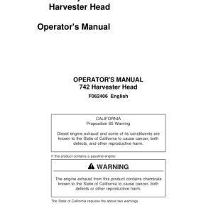 John Deere 742 Harvesting Heads Operator's Manuals (F062406) - Image 1