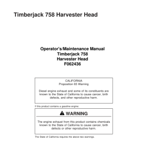 John Deere 758, 758HD Harvesting Heads Operator's Manuals (F062436) - Image 1