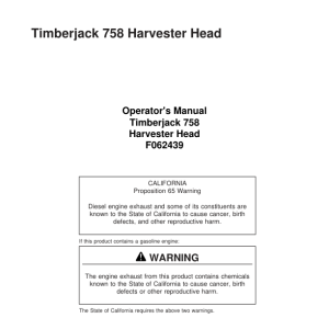 John Deere 758, 758HD Harvesting Heads Operator's Manuals (F062439) - Image 1