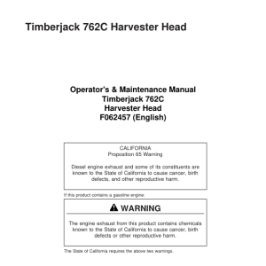 John Deere 762C Harvesting Heads Operator's Manuals (F062457) - Image 1