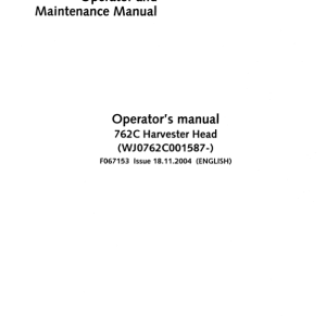 John Deere 762C Harvesting Heads Operator's Manuals (F067153) - Image 1
