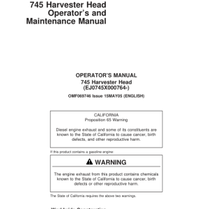 John Deere 745 Harvesting Heads Operator's Manuals (F069746) - Image 1