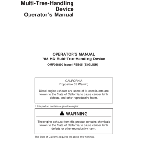 John Deere 758HD Harvesting Heads Operator's Manuals (F069890) - Image 1