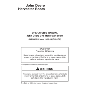 John Deere CH8 Booms Operator's Manuals (F069911) - Image 1